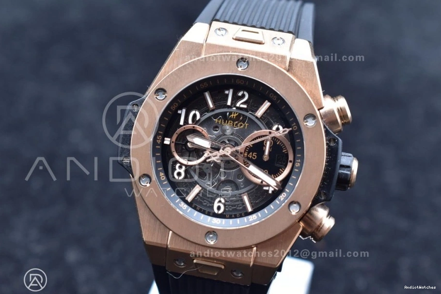 Strap GoodFit ZF Bang Edition Rubber RG Best Hublot 904 Big Dial on Skeleton Unico Black 1:1 A 0420